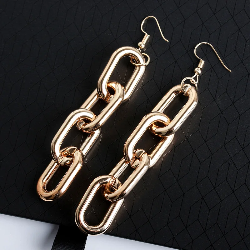 Серьги подвески в стиле панк с 4 петлями и толстой цепочкой|dangle drop earings|dangle earringsdrop