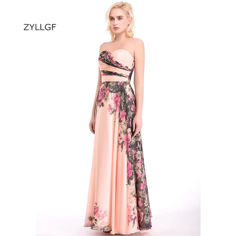 Zyllgf Vestido Де Noite Longo Elegante Festa Кружево на спине печатных шифон платье подружки невесты Haute Couture Наряды на свадебную вечеринку q37