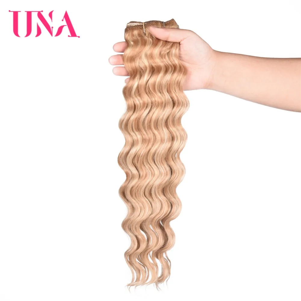 UNA человеческие волосы пучки волос глубокая волна предварительно окрашенной плетение волос в индейском стиле 1/3/4 Связки индийские пучки