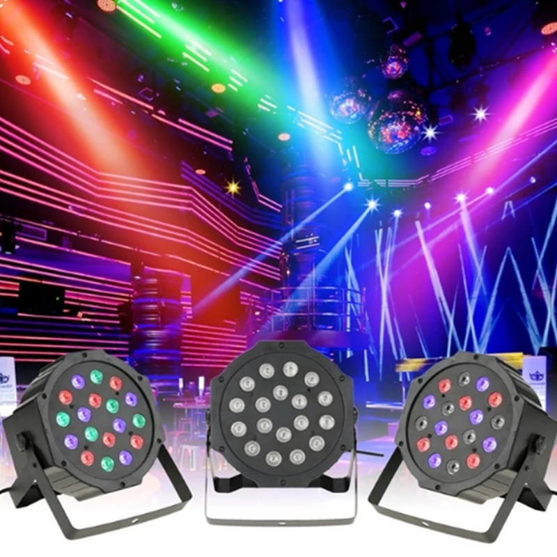 Высокомощный сценический светильник RGB PAR 18 светодиодный с DMX512 Master Slave светодиодный плоский DJ оборудование для вечерние DJ KTV бар Свадебные EU/US Plug
