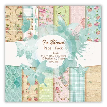 

KLJUYP 12 Sheets In Bloom Scrapbooking Pads Paper Origami Art Background Paper Card Making DIY Scrapbook Paper Craft