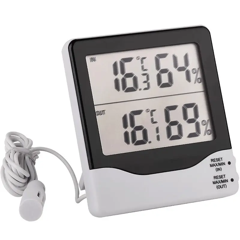 Two Channels In & Out LCD Electronic Temperature Humidity Meter