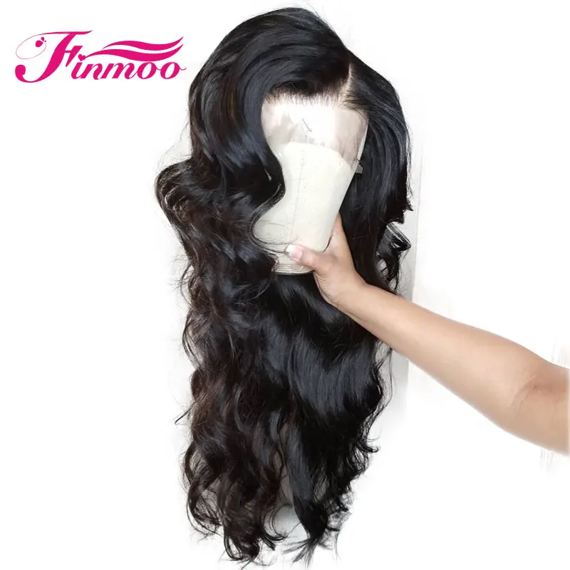 

Finmoo Full Lace Wigs Indian Remy Hair Body Wave 130% Density Human Hair Wigs With Baby Hair 8-22 Inches Pre Plucked For Women