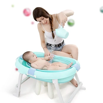 

Portable Folding Baby Bath Tub Large Size Anti-Slip Bottom Non-Toxic Material Children Bathtub Bucket For Free Gift