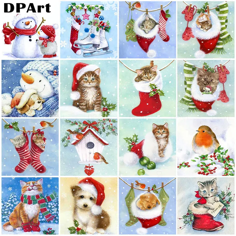 

Daimond Painting 5D Full Square/ Round Christmas Cartoon Cat Dog Diamond Rhinestone Embroidery Crystal Mosaic Cross Stitch M156