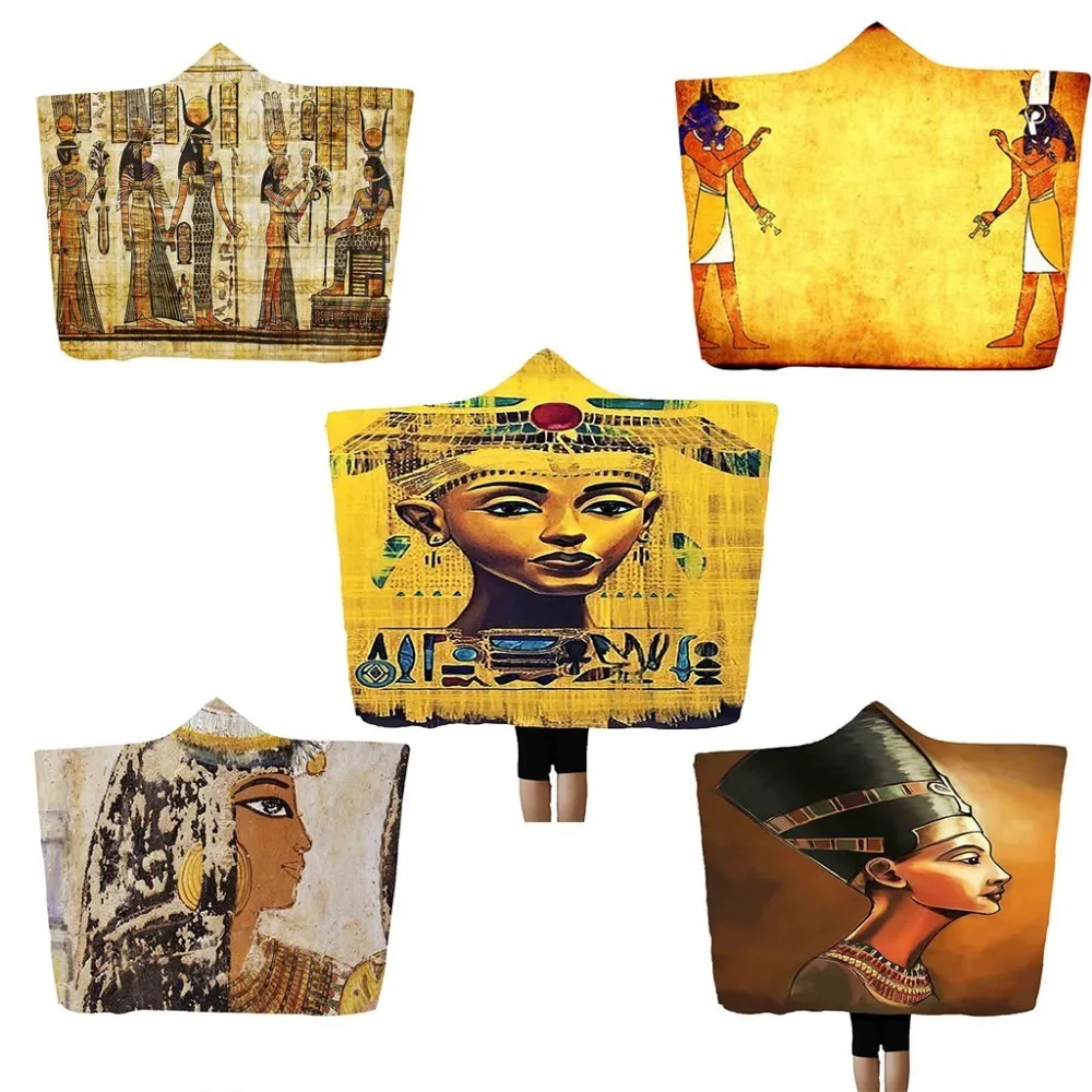 

Ancient Egyptian Pharaoh Hooded Blanket Air Conditioner Cover Blanket 3d Printed Pattern Throw Blanket Family Blanket For Kids