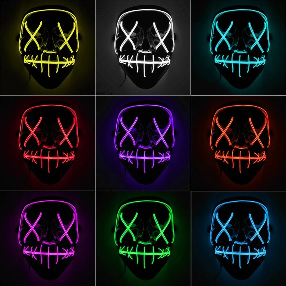 LED Light Mask Up Funny from The Purge Election Year Great for Festival Cosplay Halloween Costume Supplies Party Masks | Дом и сад