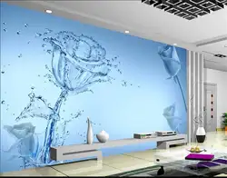 Пользовательские 3d фото обои голубой воды розы фото обои 3D большой росписи Гостиная диван ТВ фон 3D обоев