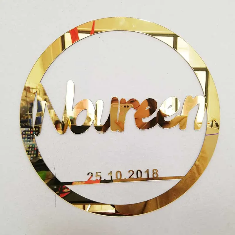 

Personalized Wedding Laser Cut Name Mirror Gold Decor,Reception Decor,wedding sign hoop,photo prop wall sign