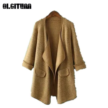 

2020 Hot Sale Women Casual Loose Large Lapel Sweater Female High Quality Knitted Cardigan SW521