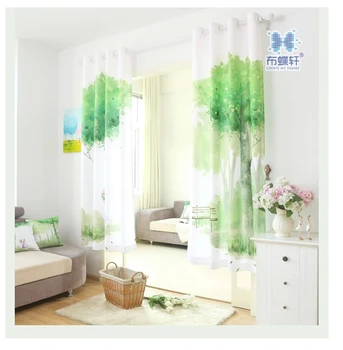 

The new hand-painted scenery Korean garden living room bedroom curtains curtain