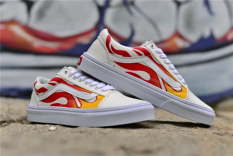 

Authentic VANS OId SKool FLAME Skateboarding Shoes Sneakers Hot Sales VANS Off The Wall Men's/Women's Sports Shoes Size Eur36-44