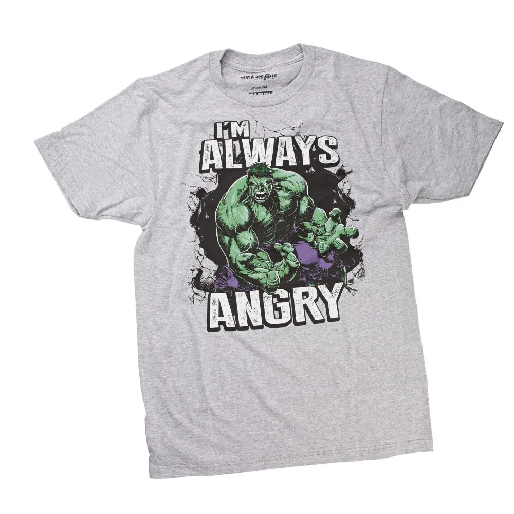 Халк I'm Always Angry мужская серая футболка 2019 модный бренд мужские топы уличные