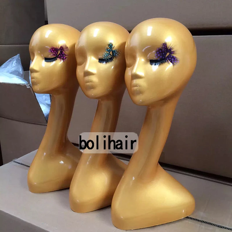 

Fashion High Level Best Quality Female Golden Mannequin Head For Wig Jewelry Scarf Hat Display Realistic Mannequin Head for Sale