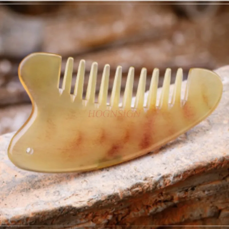 Horn Combs Authentic All-in-one Natural White-horn Head Massage Comb Hairbrush Hairdressing Supplies For Female Girl Gift Sale natural horn comb pocket comb pure natural yellow horn combs white corner hairbrush cost effective hairdressing supplies high