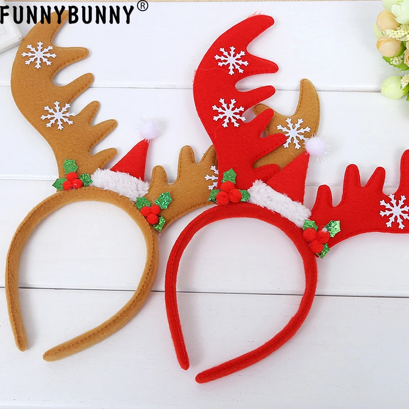 

FUNNYBUNNY Kid Lady Christmas Xmas Reindeer Deer Long Antler Ear Party Hair Band Headband