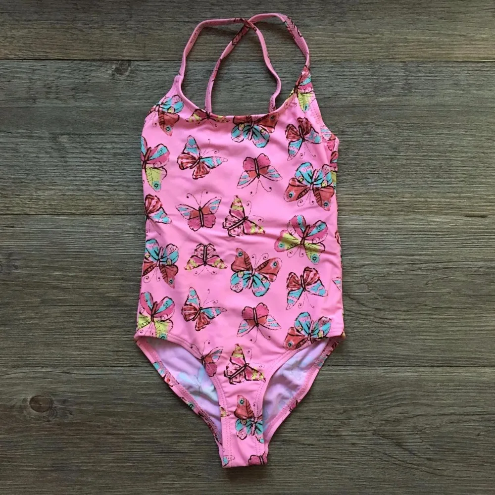 butterfly print girls one piece swimsuit bodysuit bather children girls