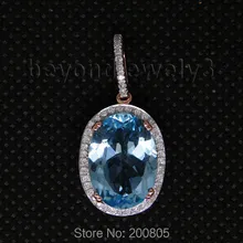 Винтажная овальная подвеска 10x14 мм из розового золота 14 к с голубым топазом AU750 из розового золота ESR15