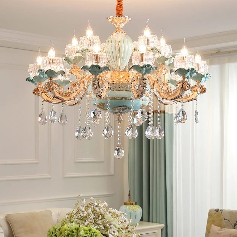 Luxury Modern Chandeliers Candelabra Stained Glass Lamp Shade Flower Luxury Modern Chandeliers Candelabra Stained Glass Lamp Shade Flower Chandelier French Crystal Light Fixture Bed Room