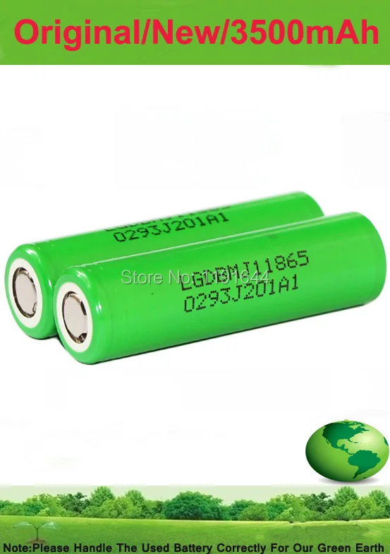 

Free Shipping!! 2PCS/LOT Original 3.6V INR18650 Mj1 18650 3500mAh 10A battery for LG