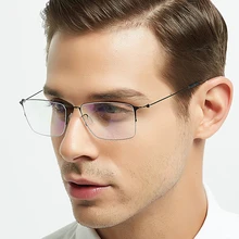 Электрическая оправа из титанового сплава для оптических очков, мужские ультралегкие квадратные очки для близорукости по рецепту, мужские полубезвинтовые очки