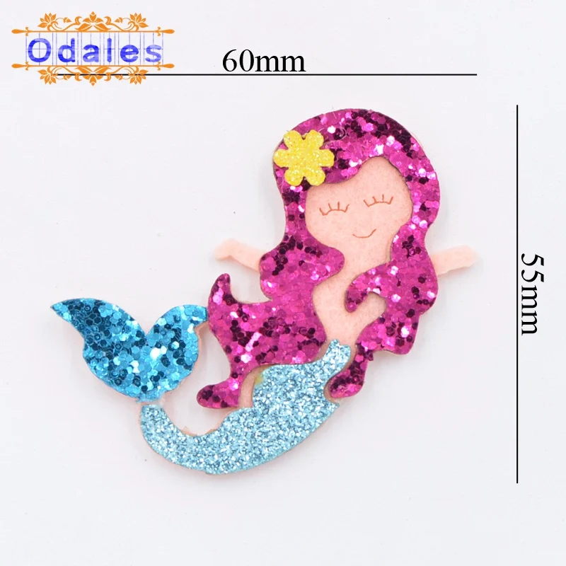 4/6Pcs Mixed 3D Cartoon Mermaid Patches Handmade Decoration DIY Hair Bow Flat Back Embellishment Accessories Sea-maid Appliques - Color: Rose Red