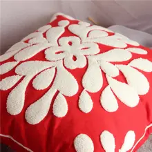 1PC Red Snowflake Embroidery Cushion Cover Square Christmas Decorative Pillow Case 4545cm Size No