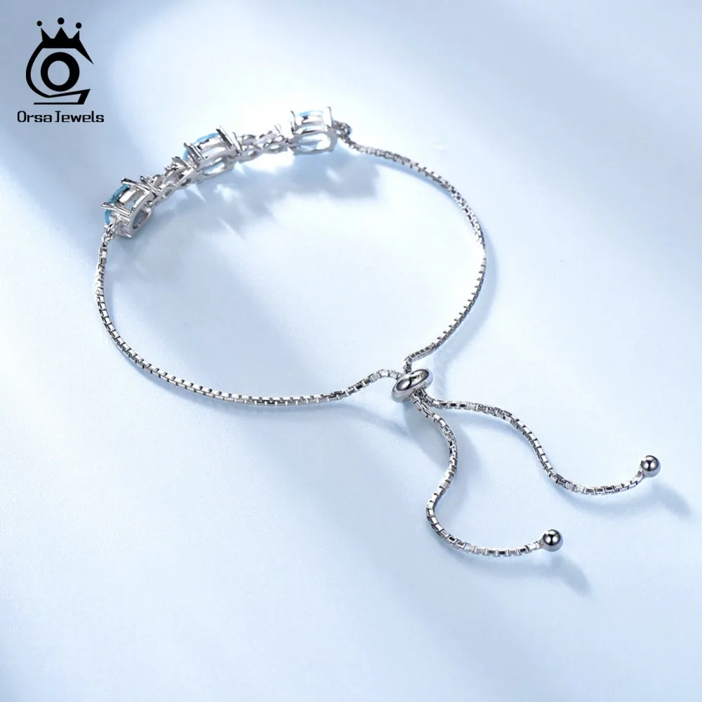 Kopen ORSA JUWELEN Echte 100% 925 Sterling Zilver Vrouwen Armbanden Armbanden Echte Natuursteen Luxe Vrouwelijke Bruiloft Sieraden VSB01