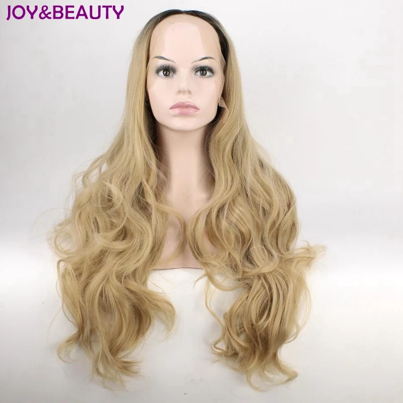 JOY&BEAUTY Long Body Wave Synthetic Lace Front Wig Dark Roots Ombre Glueless Heat Resistant Fiber Hair Wigs body-wave : image JOY&BEAUTY Long Body Wave Synthetic Lace Front Wig Dark Roots Ombre Glueless Heat Resistant Fiber Hair Wigs body-wave