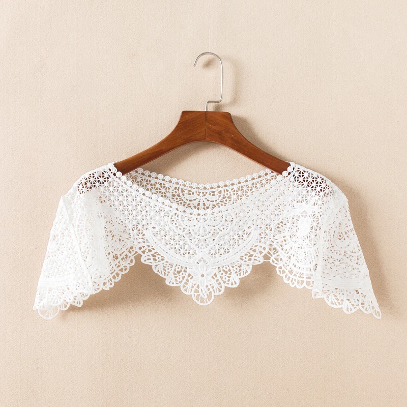 

White Flowers Double Side Embroidered Neckline Collar Lace Women's Necklines Accesseries Kit for Dress Scrapbooking