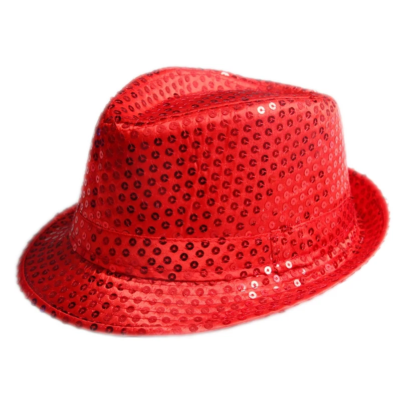 LUCKYLIANJI блестящие выступления Для детей Танцевальная Вечеринка клуб Fedora Bling блесток шляпа джаз полями (один размер: 54 см)