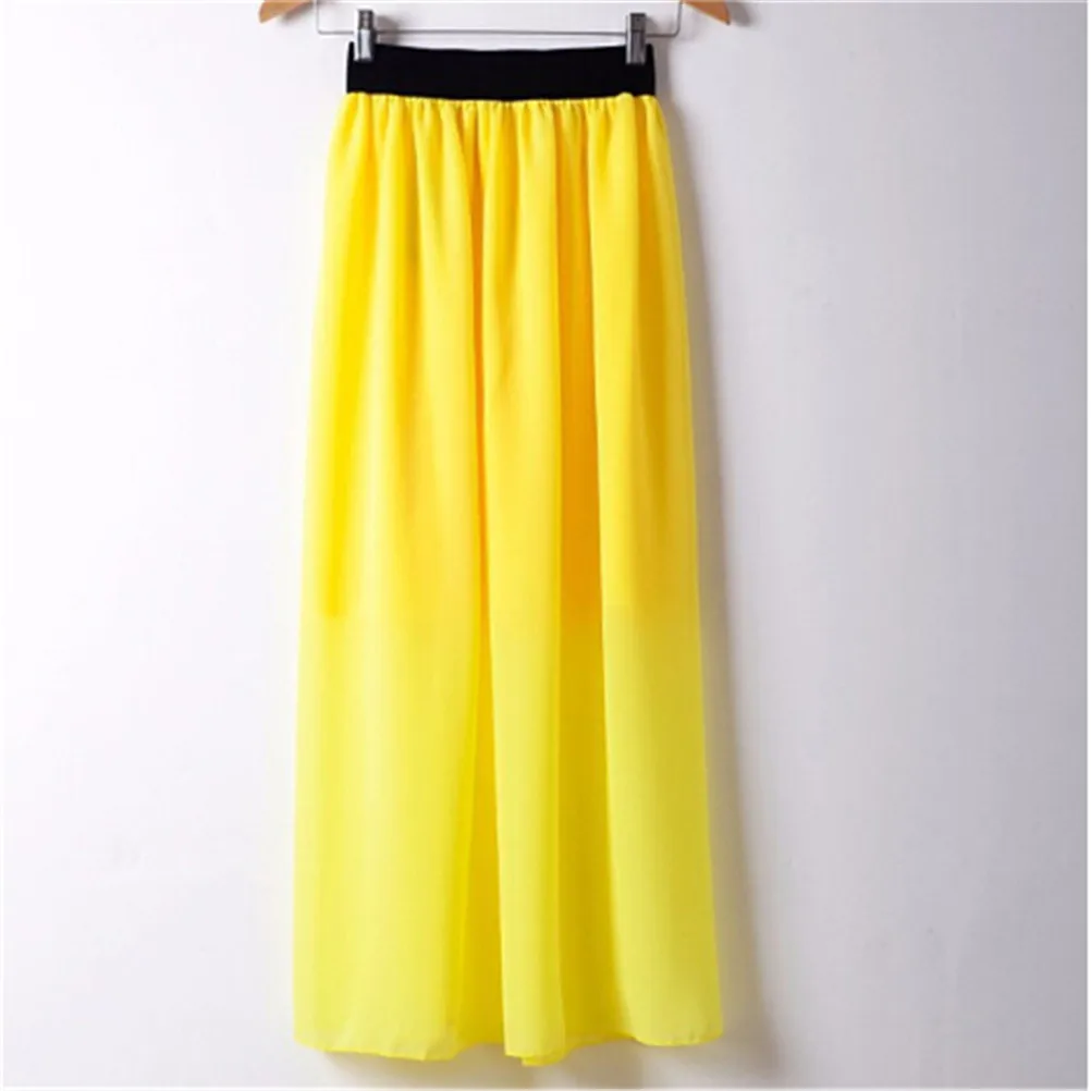 

Long Skirts for Women Summer Fashion Bohemian Chiffon Skirt Ladies Elastic Waist Pleated Long Maxi Skirt