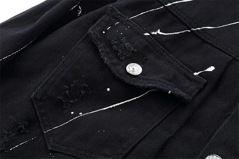 Джинсовая мужская куртка в стиле хип-хоп с аппликацией в виде темных икон граффити,, джинсовая куртка с отложным воротником, Мужская Уличная одежда