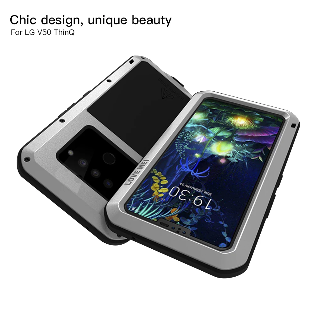Алюминиевый металлический бронированный чехол для LG V50 ThinQ Case 360 противоударный наружный гибридный полный корпус сверхмощный чехол для LG V40 ThinQ