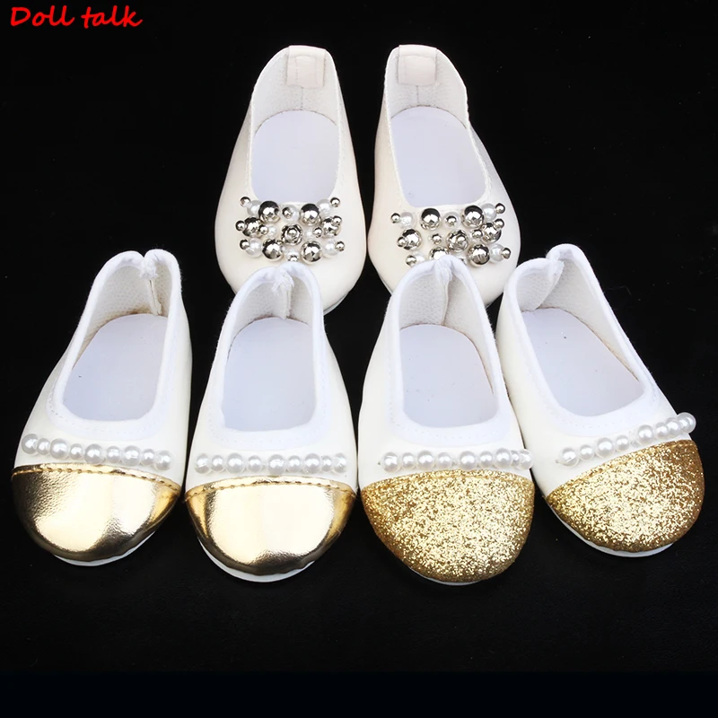 

Fashion Front-end Doll Shoes Newest Man-made Pearl Shoes FOr Dolls Doll Shoes For 18 Inches BJD Handmade Toy Doll Accessories