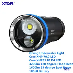 Xtar D36 Cree XHP70 XHP35 Дайвинг свет видео 18650 O светодиодный экран 100 m 4200lm светодиодная подводная лампа плавательный бассейн Водонепроницаемый