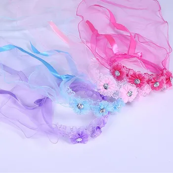 

New Children Girls Flower Headband Garland Wreath Veil Princess Flower Girl Headwear Halloween Party Favor Gift