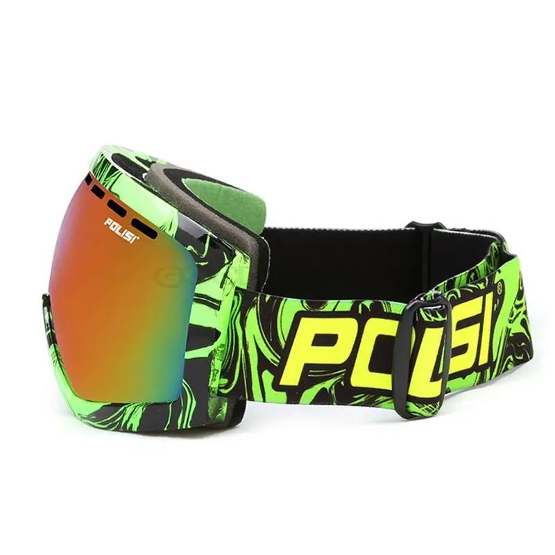 POLISI de las mujeres de los hombres de esquí Snowboard gafas UV protección Anti-niebla doble capa lente Esqui nieve gafas deportes al aire libre de Skate gafas
