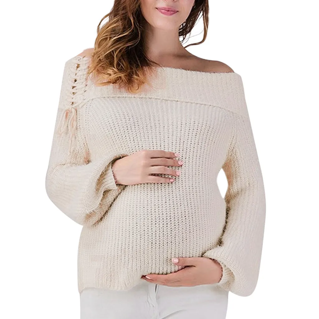 Свитер для беременных женщин для беременных женский полувер на шнуровке вязаный свитер Camisola Maternidade свитер для беременных