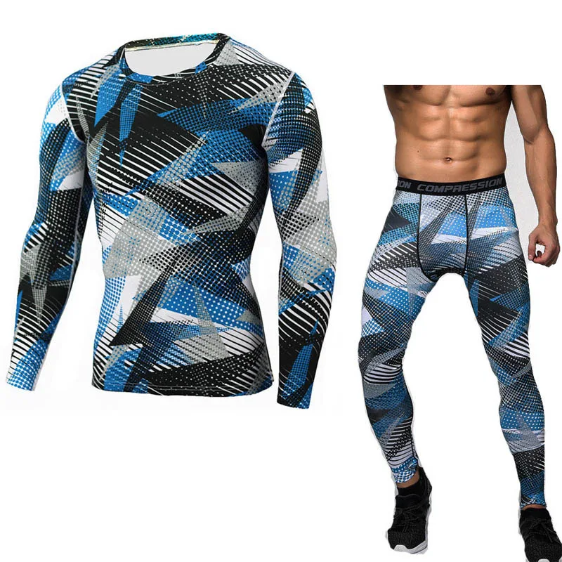 crossfit compression shirt MMA rashgard union suit 2018 Men's Long Sleeve T-Shirt + tights for men Set pants Fitness Clothing crossfit compression shirt MMA rashgard union suit 2018 Men's Long Sleeve T-Shirt + tights for men Set pants Fitness Clothing