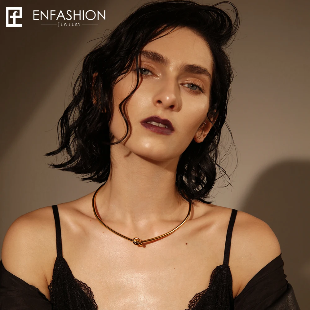 

EnFashion Rope Knot Choker Necklace Women Gold Color Necklaces Pendants Chokers Necklace Statement Jewelry Kolye Collares P9076