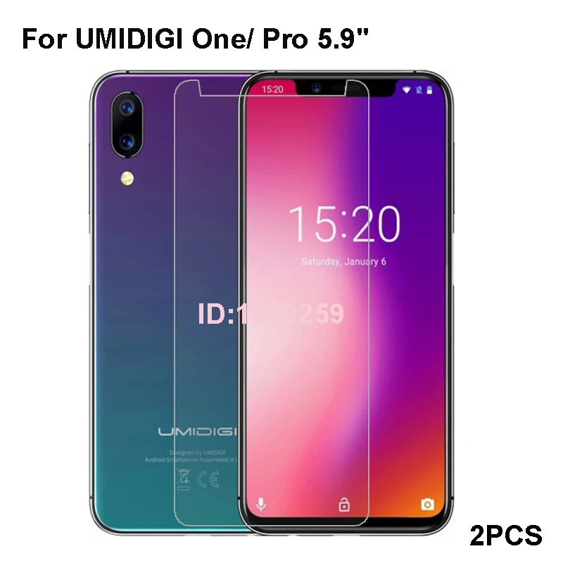 

2PCS Umidigi One pro Glass Umidigi One Pro Tempered Glass Umidigi One Screen Protector Transparent HD Protective 0.26mm 9h Glass
