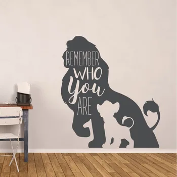 

Lion King Wall Sticker Simba and Mufasa Vinyl Wall Decal Kids Room Decoration Remember Who You Are Quote Wall Art Mural AY1728