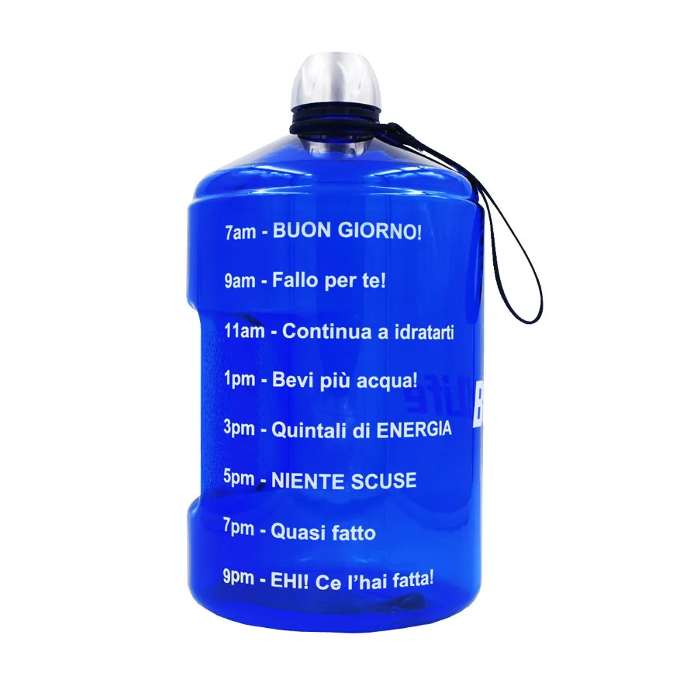 

Italian Version BuildLife 1 Gallon Water Bottle with Time Marker 3.78L 128OZ BPA Free Plastic Large Capacity water jug Italy GYM