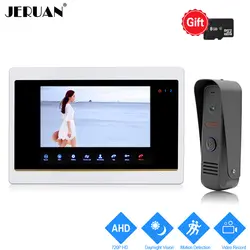 JERUAN 1.0MP 720 P AHD HD 7 дюймов видео-телефон двери разблокировки внутренней Системы запись монитор + ИК Мини Камера с детектором движения
