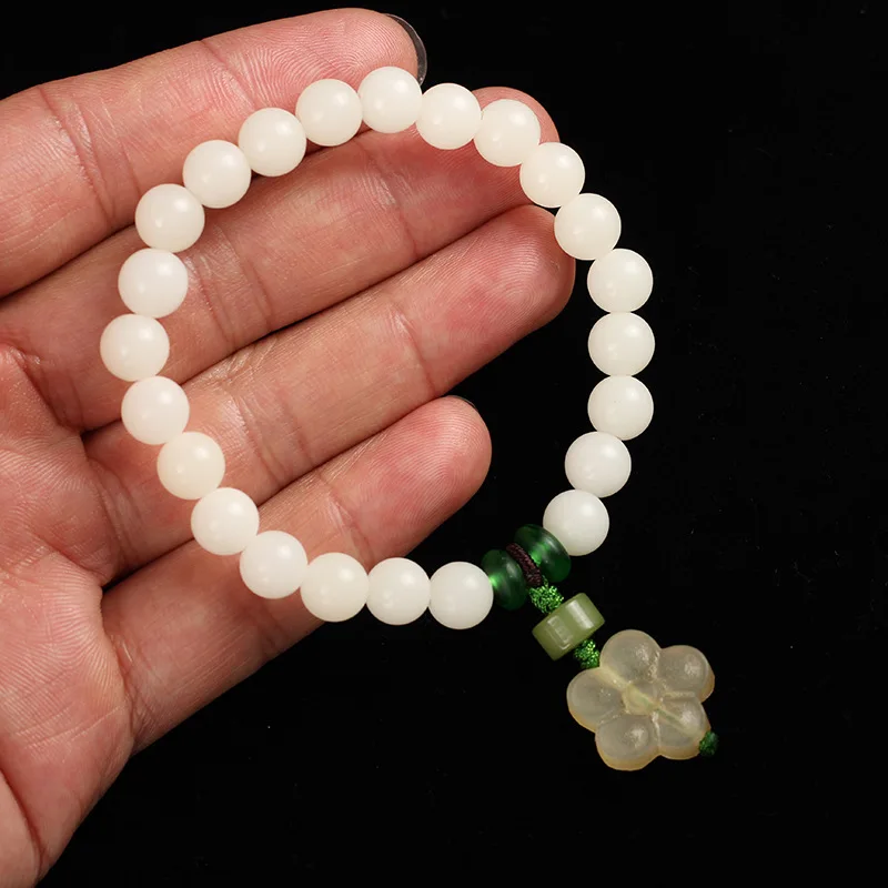Белый бисер Bodhi унисекс Tagua nut Yoga браслет для медитации женщин и мужчин ручной