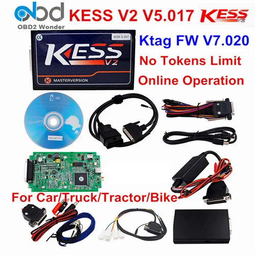 ЕС красный Ktag K TAG V7.020 KESS V2 V5.017 SW V2.25 V2.47 мастер ECU чип Тюнинг инструмент KESS 5,017 Красный Онлайн неограниченное количество жетонов - Цвет: KESS V5017 Green PCB