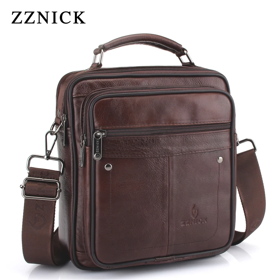 

ZZNICK 2019 Men Bags Ipad Handbags Sheepskin Leather Male Messenger Purse Man Crossbody Shoulder Bag Men's Travel Bags 7107brown