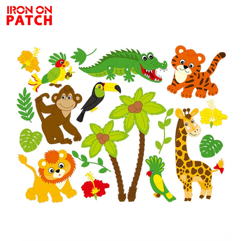 

Giraffe Lion Chicken Plant Patches For Clothing Iron Patch Applique Sticker Badge For Kids Apparel DIY Transfer Patches