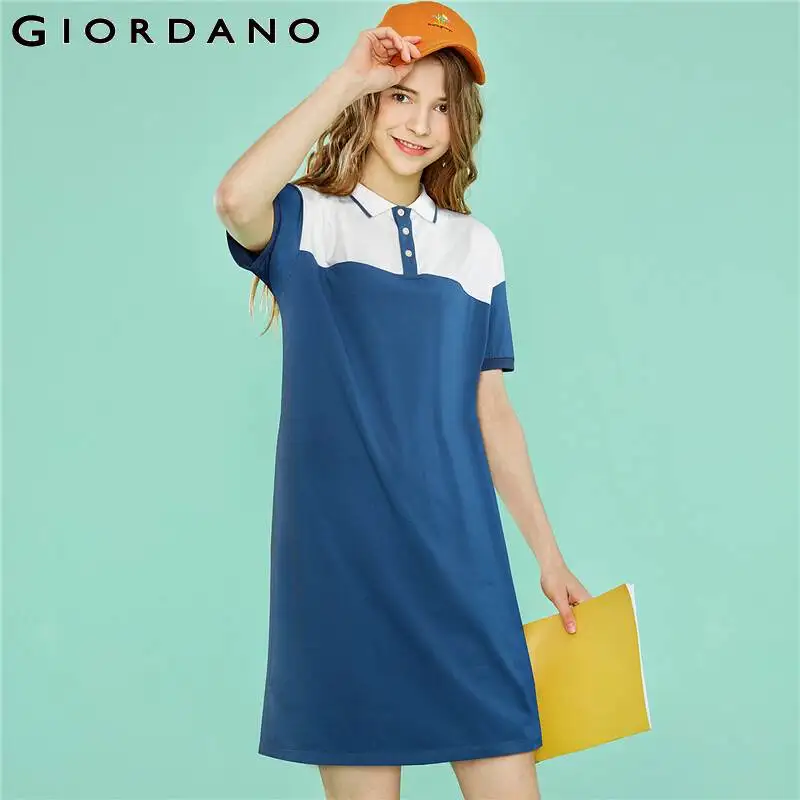 Платье поло Giordano женское эластичное хлопковое спандекс короткий рукав
